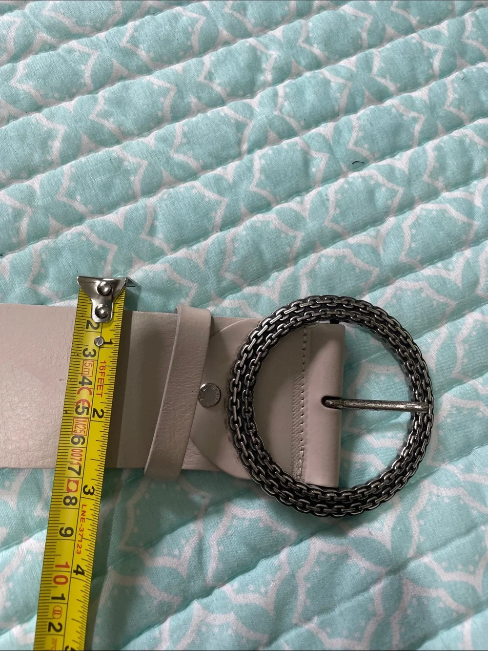 Valentina Italian made creamy tan wide statement belt
